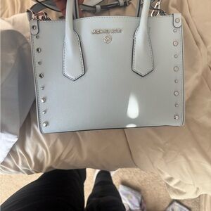 Michael Kors Light Blue Satchel with Silver Accents
